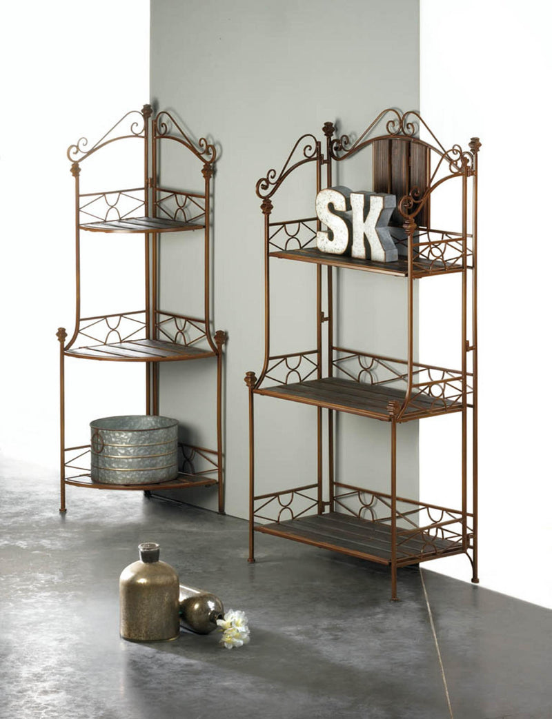 Metal bakers rack with wood shelf hot sale