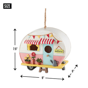 PINK AND WHITE CAMPER BIRDHOUSE