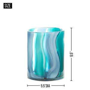 SMALL BLUE CYLINDER GLASS VASE