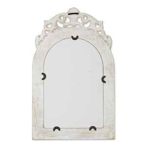 ARCHED-TOP ANTIQUE WHITE WALL MIRROR