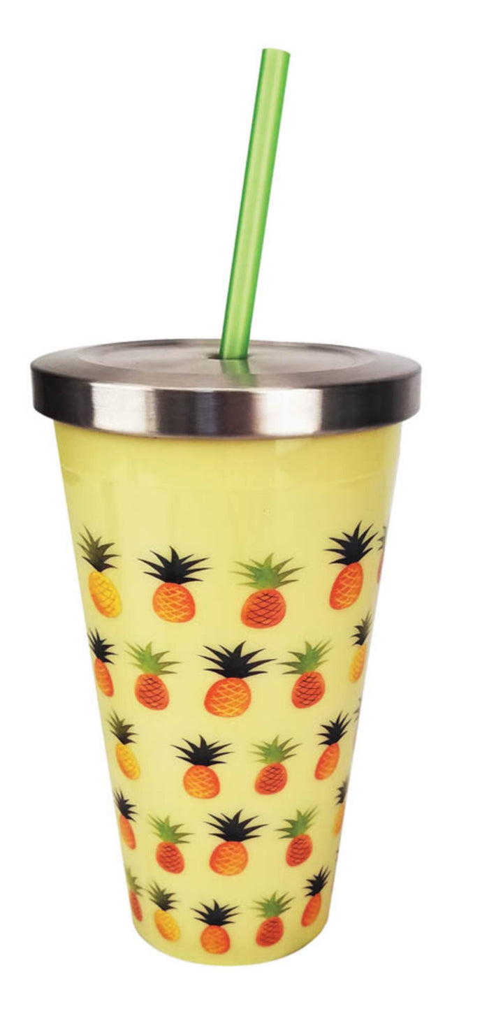 PINEAPPLE CUP WITH STRAW