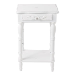 CARVED WHITE SIDE TABLE