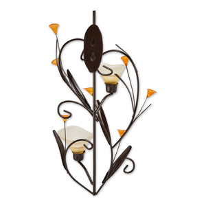 AMBER LILIES CANDLE WALL SCONCE