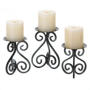 SCROLLWORK CANDLE STAND TRIO