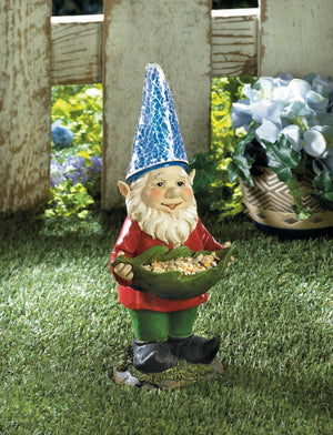 BIRD FEEDER GNOME SOLAR STATUE