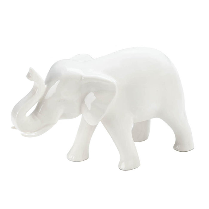 SLEEK WHITE CERAMIC ELEPHANT