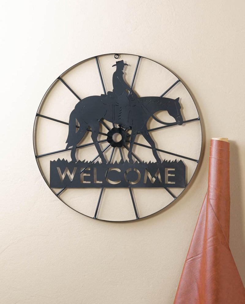 COWBOY WELCOME WHEEL SIGN – Sigma Distributors