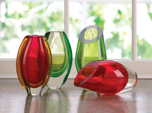 RED CUT GLASS VASE