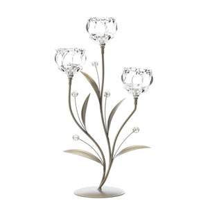 Crystal Flower Triple Candleholder