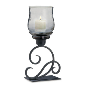 SMOKED GLASS CURSIVE CANDLE STAND