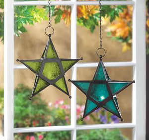 GREEN GLASS STAR LANTERN