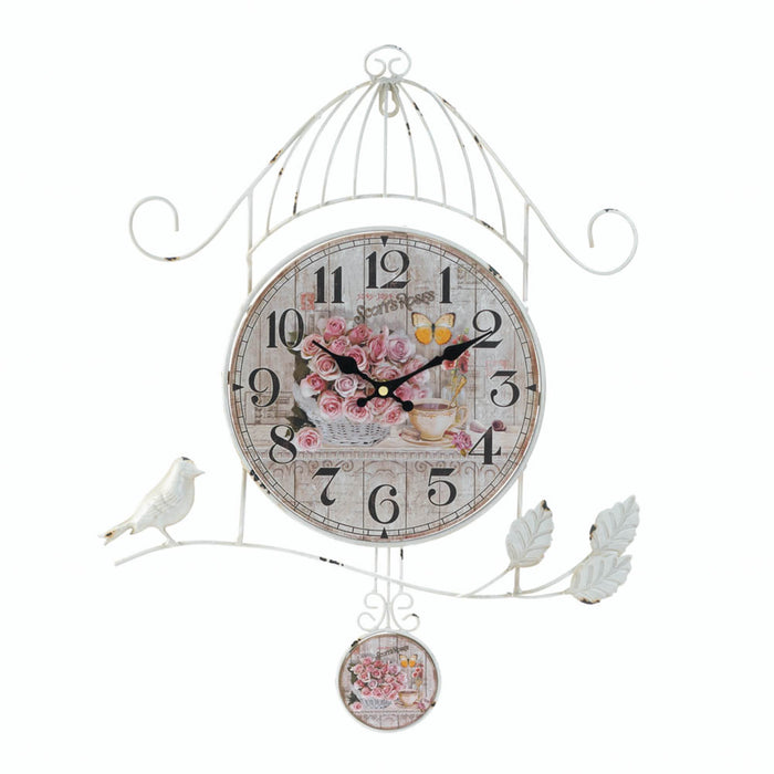BIRDCAGE COUNTRY ROSE WALL CLOCK