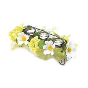 BLOOMING FAUX DAISY CANDLEHOLDER
