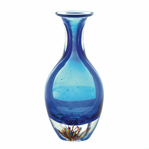 Blue Art Glass Bottleneck Vase