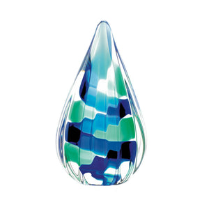 Pixel Blue Tear Drop Art Glass