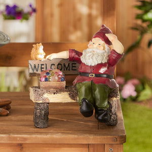 SOLAR GNOME ON WELCOME BENCH