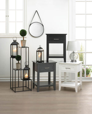 WHITE CROSSTOWN SIDE TABLE