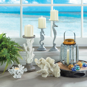 WHITE SEAHORSE CANDLEHOLDER