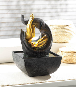 GOLDEN HANDS ACCENT TABLETOP FOUNTAIN