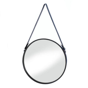 Hanging Mirror With Faux Leather Strap
