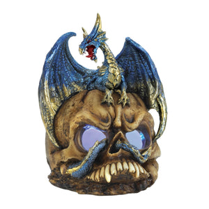 LIGHT UP  BLUE DRAGON AND SKULL STATUE