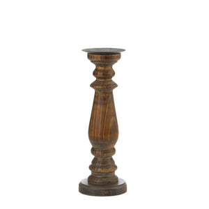 Tall Antique-Style Wooden Candleholder