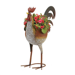 MULTI-COLORED ROOSTER PLANTER