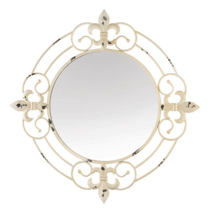 Antique White Fleur-De-Lis Wall Mirror