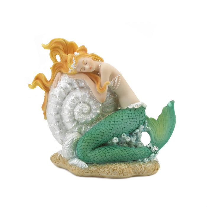 MERMAID SLEEPING ON SEASHELL FIGURINE