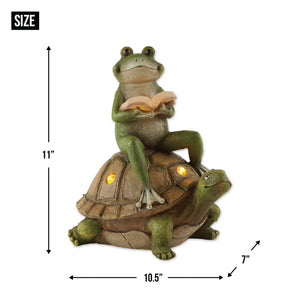FROG AND TURTLE SOLAR STATUE