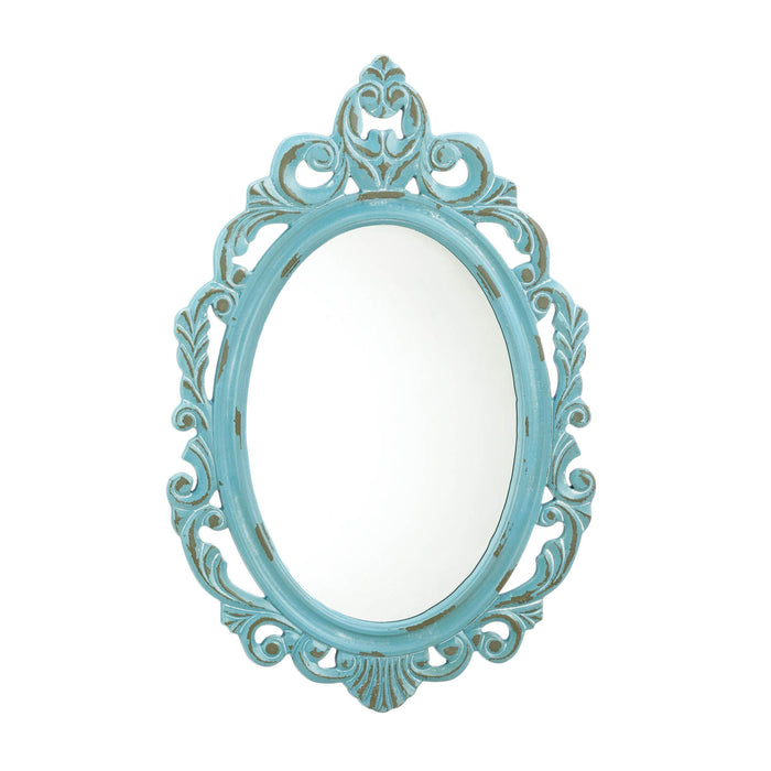 DISTRESSED BABY BLUE WALL MIRROR