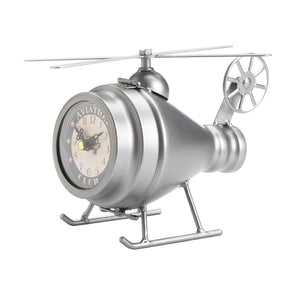 Silver Helicopter Desk Clock