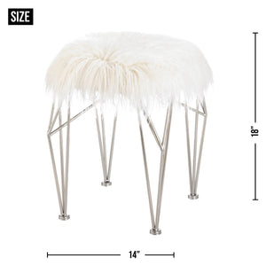 FUR STOOL WITH PRISM LEGS
