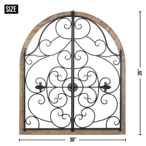 ARCHED WOOD AND IRON WALL DÉCOR