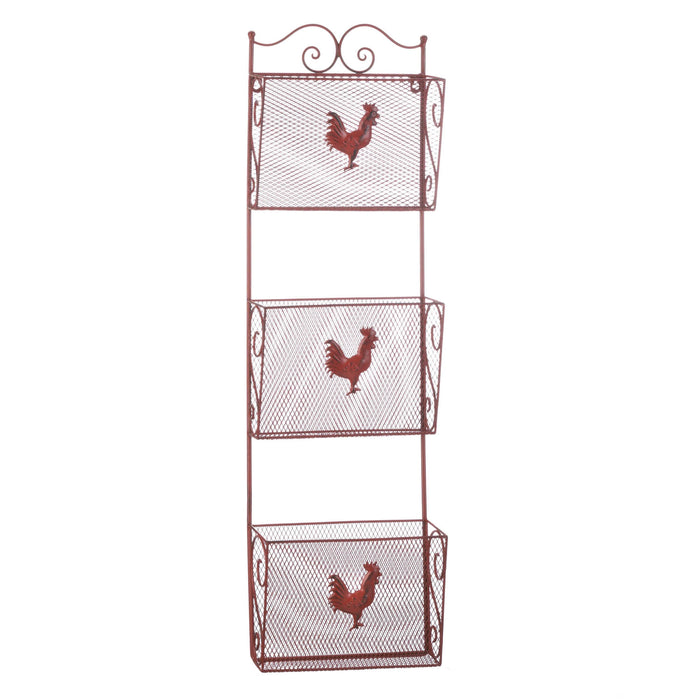 RED ROOSTER TRIPLE BASKET ORGANIZER