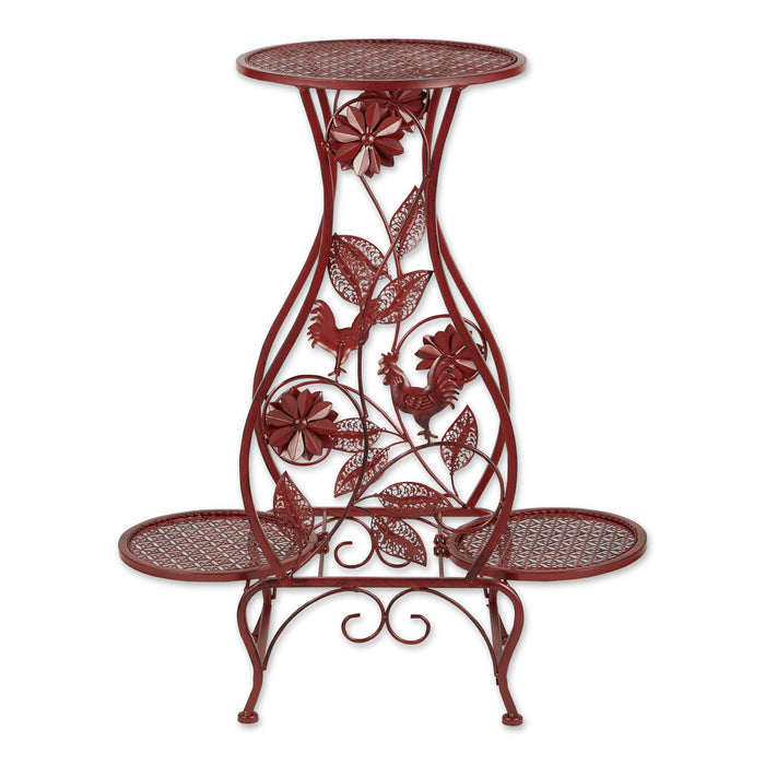 RED ROOSTER HOURGLASS TRIPLE PLANT STAND