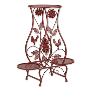 RED ROOSTER HOURGLASS TRIPLE PLANT STAND