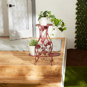 RED ROOSTER HOURGLASS TRIPLE PLANT STAND