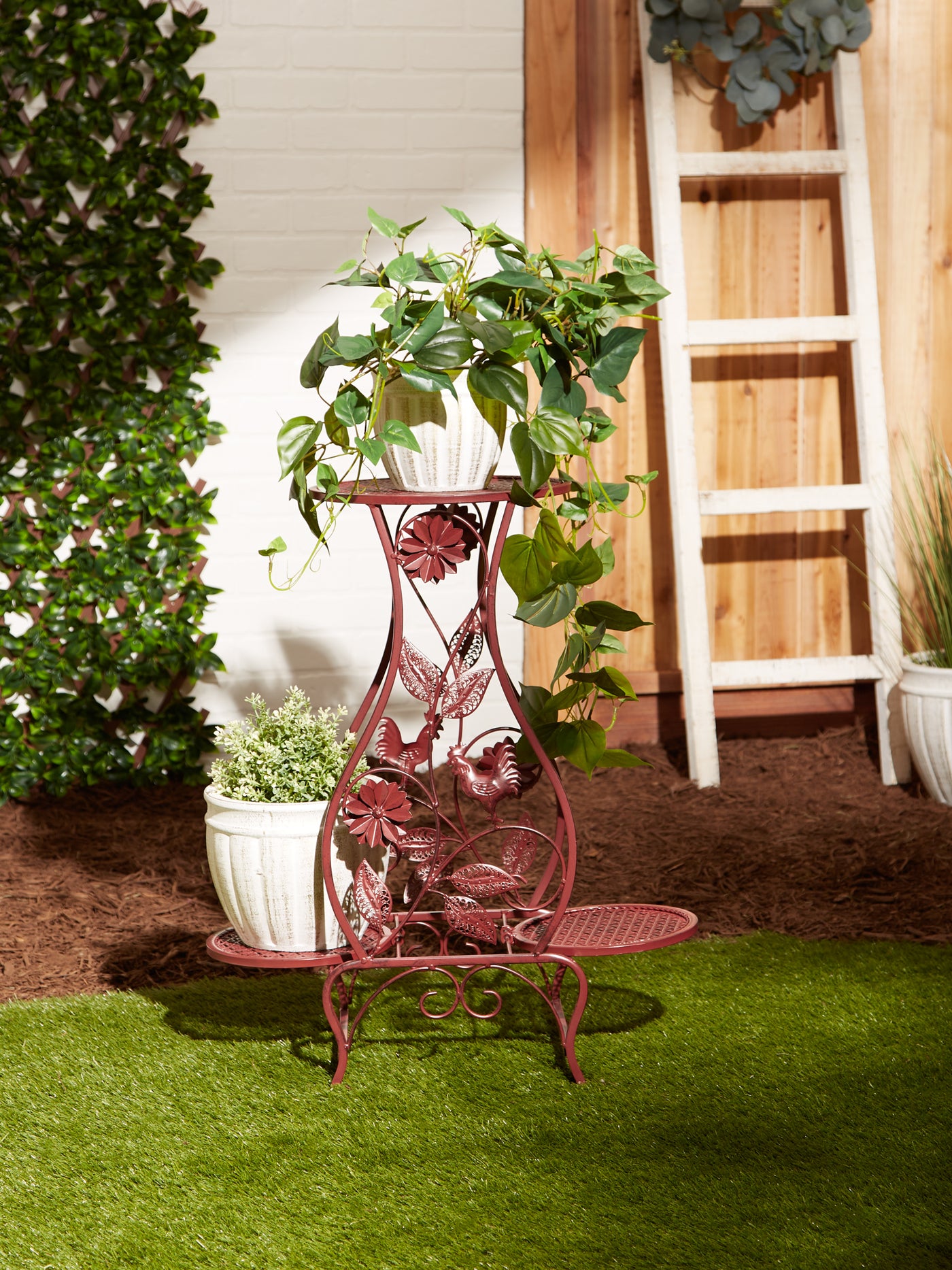 rooster plant hanger RED ROOSTER HOURGLASS TRIPLE PLANT STAND – Sigma Distributors