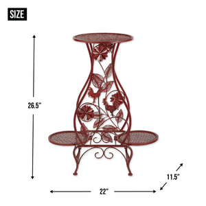 RED ROOSTER HOURGLASS TRIPLE PLANT STAND