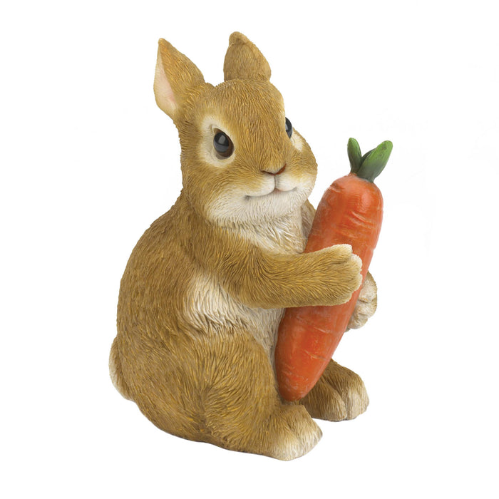 RABBIT HUGGING CARROT GARDEN FIGURINE