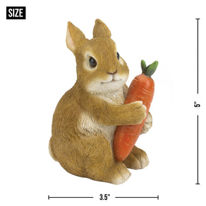 RABBIT HUGGING CARROT GARDEN FIGURINE