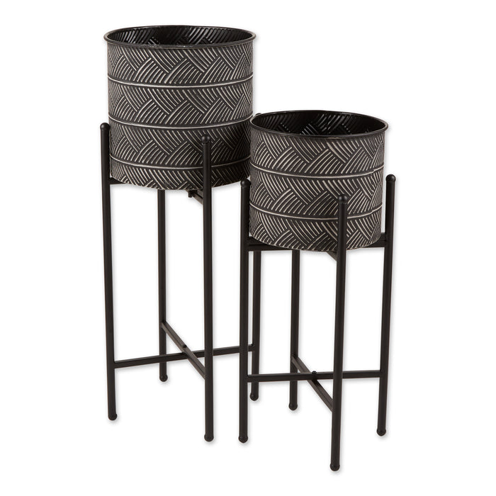 DECO WAVES BUCKET PLANT STAND SET/2