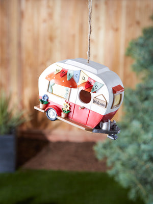 RED AND WHITE CAMPER BIRDHOUSE