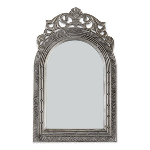 ARCHED-TOP ANTIQUE SILVER WALL MIRROR
