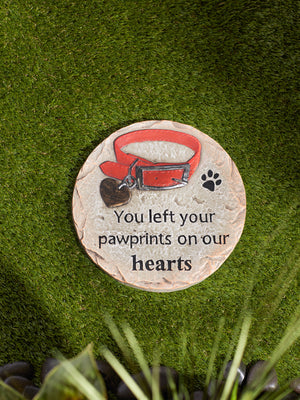 YOU LEFT YOUR PAWPRINTS ON OUR HEARTS- PET MEMORIAL STEPPING STONE